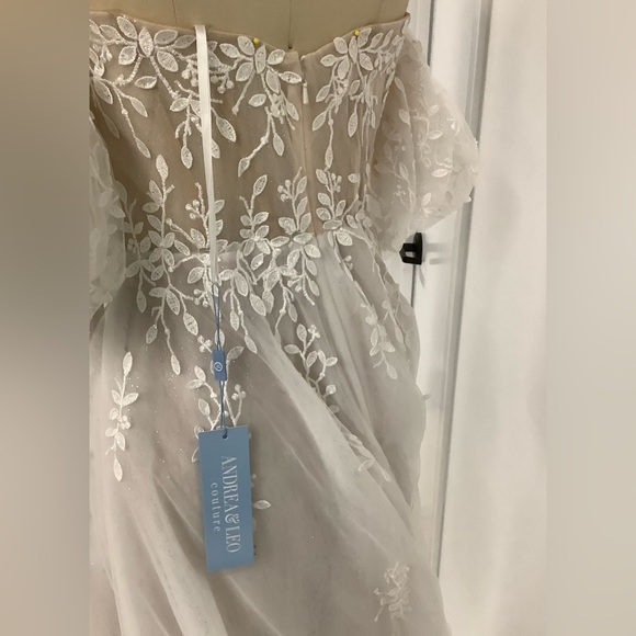 Andrea and Leo Off the Shoulder Puff Bridal Gown, Style #A1014, Size 10 - Picture 5 of 7
